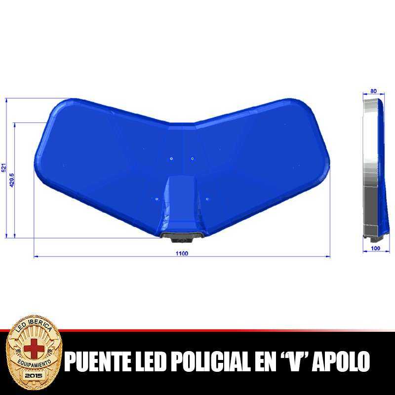PUENTE DE LUCES APOLO VERSION POLICIAL EN "V" 1100mm CANBUS CE R65 CEPE ONU