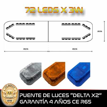PUENTE DE LUCES DELTA X2 DOBLE ALTURA DE LEDS CE R65 AMBAR O AZUL TA1 TB2