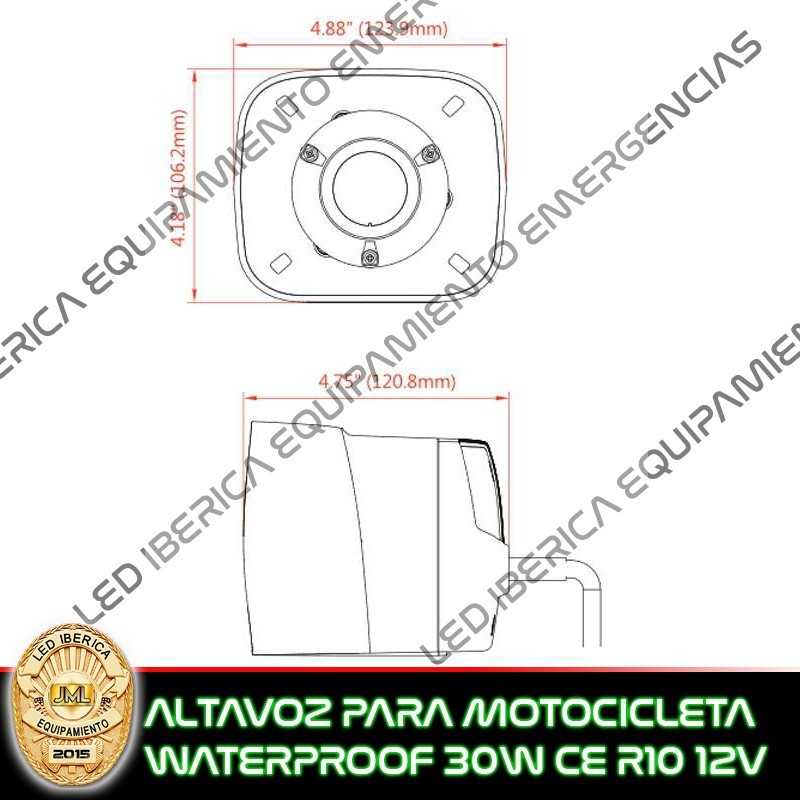 ALTAVOZ PARA MOTOCICLETA 30W 12V WATERPROOF CE R10