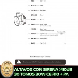 ALTAVOZ CON SIRENA INTEGRADA 30 TONOS + CONTROL DE LUCES Y MEGAFONIA OPCIONAL