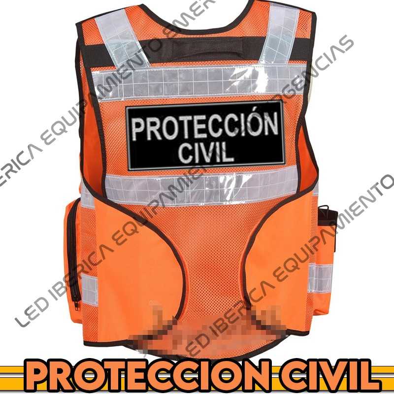 CHALECO TÁCTICO MULTIBOLSILLOS CORDURA 600D PROTECCIÓN CIVIL CON PARCHE