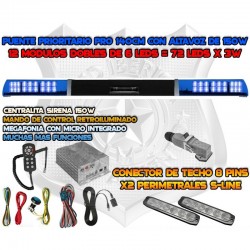 Kit emergencias puente prioritario 140cm doble altura leds ce r65 sirena megafonia  ambulancia