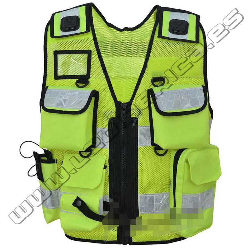 Chaleco táctico multibolsillos cordura 600d amarillo fluor sanitario tes