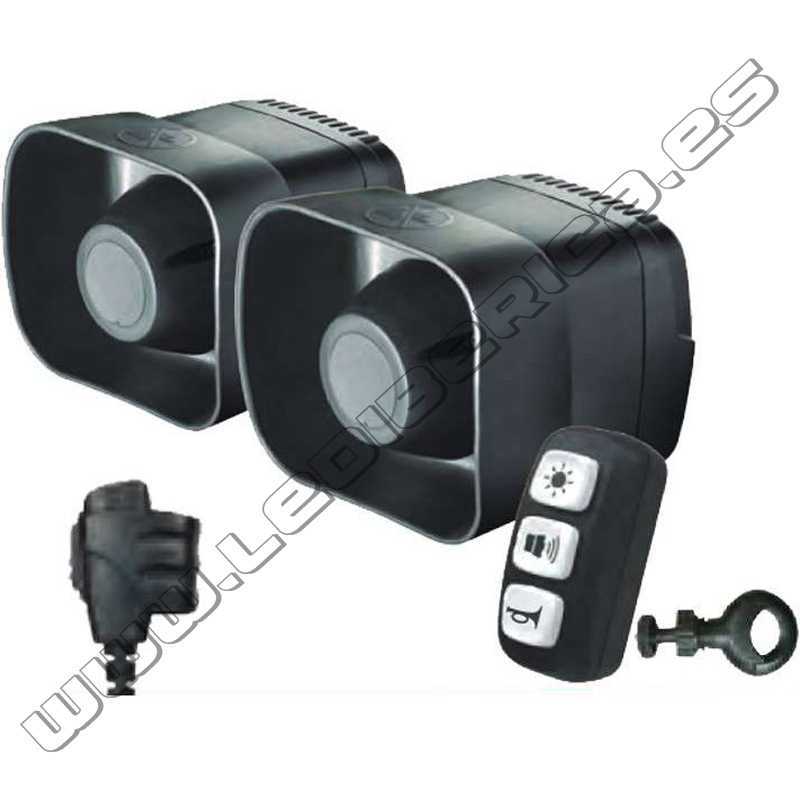 DOBLE altavoz sirena con megafonía para motocicleta con mando y micro