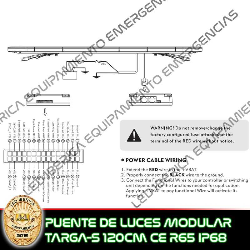 PUENTE DE LUCES "TARGA-S" SMART COLOR CE R65 120CM CON BARRA DIRECCIONAL