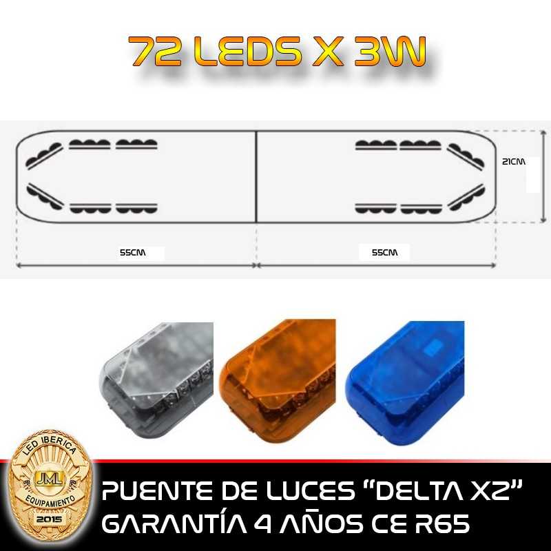 PUENTE DE LUCES DELTA X2 DOBLE ALTURA DE LEDS CE R65 AMBAR O AZUL TA1 TB2