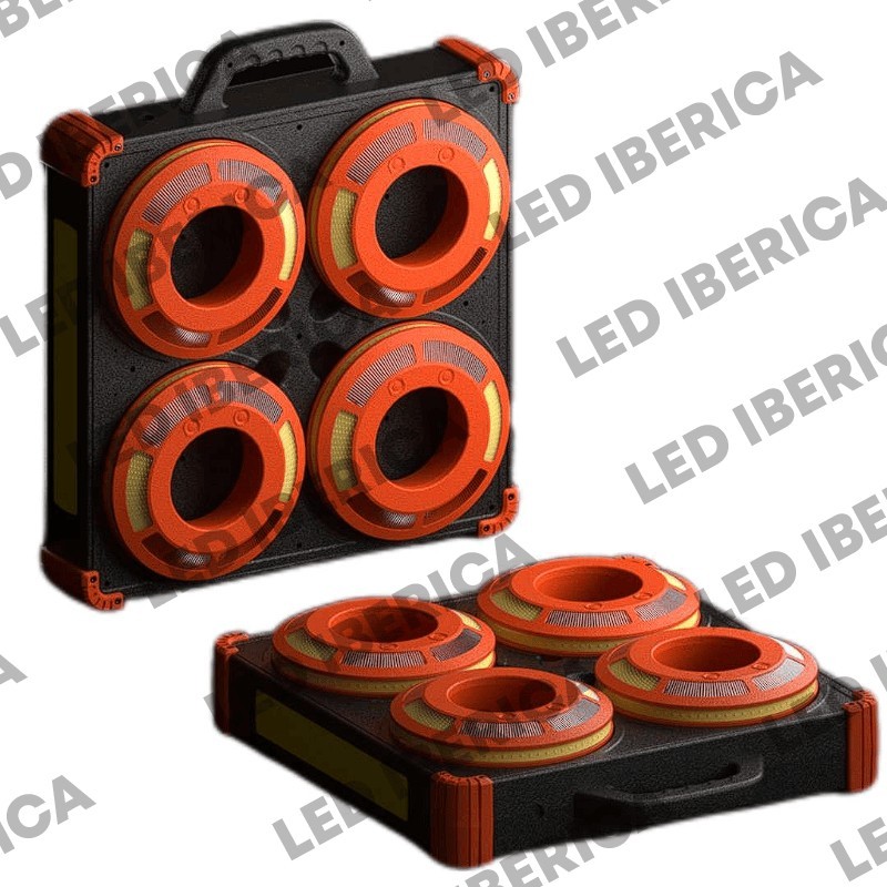 MALETÍN CARGADOR 8 DISCOS LED SINCRONIZADOS PARA CONOS
