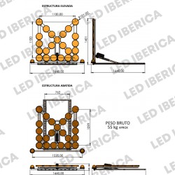 FLECHA LED ABATIBLE EN12352 L8H 23 FOCOS DE 200MM WIFI 5"