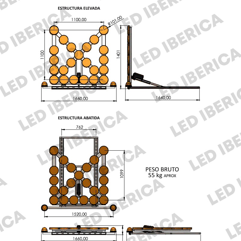 FLECHA LED ABATIBLE EN12352 L8H 23 FOCOS DE 200MM WIFI 5"