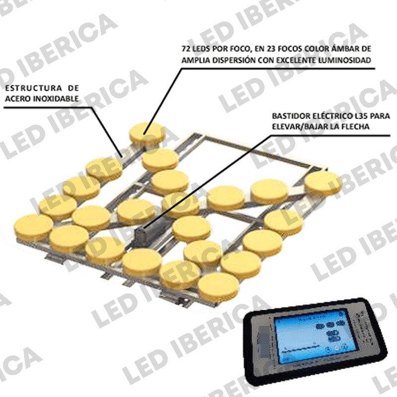 FLECHA LED ABATIBLE EN12352 L8H 23 FOCOS DE 200MM WIFI 5"