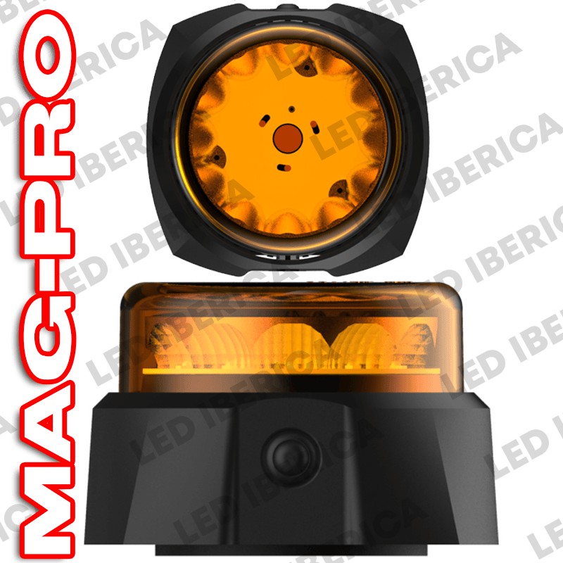 ROTATIVO LED ÁMBAR RECARGABLE MAGNÉTICO CE R65 MAG-PRO