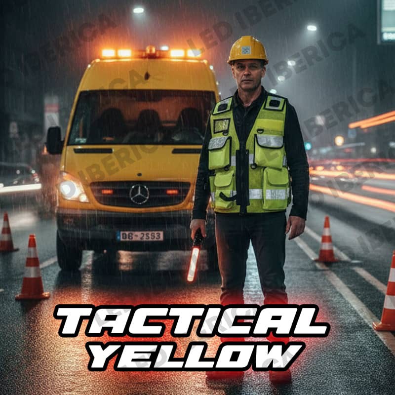 Chaleco táctico multibolsillos cordura 600d amarillo fluor