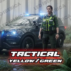 Chaleco táctico multibolsillos cordura 600d verde amarillo fluor