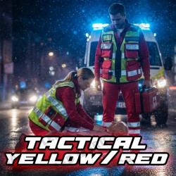 Chaleco táctico multibolsillos cordura 600d rojo amarillo fluor