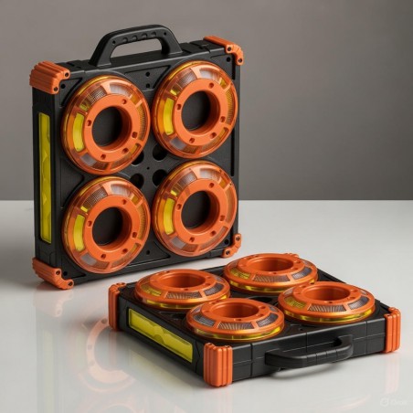 MALETÍN CARGADOR 8 DISCOS LED SINCRONIZADOS PARA CONOS