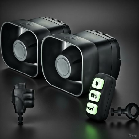 DOBLE altavoz sirena con megafonía para motocicleta con mando y micro