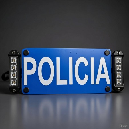 Visor parasol con texto retroiluminado y destellos en azul personalizable