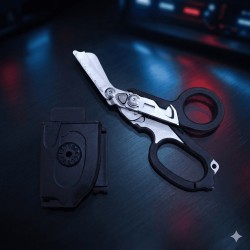 TIJERAS DE RESCATE CORTACINTURÓN ROMPEVIDRIOS CON FUNDA