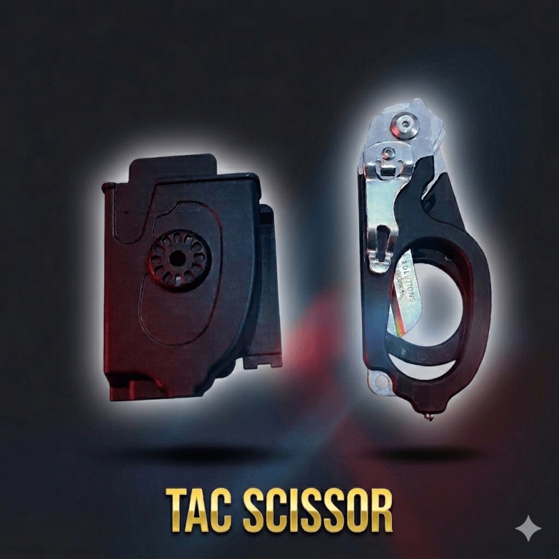 TIJERAS DE RESCATE CORTACINTURÓN ROMPEVIDRIOS CON FUNDA