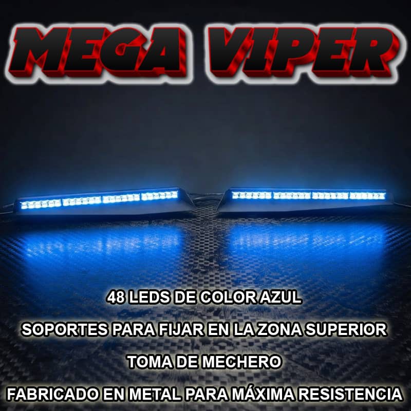 MEGA VIPER FRONTAL AZUL 48 LEDS DE 3W METÁLICO C/SOPORTES