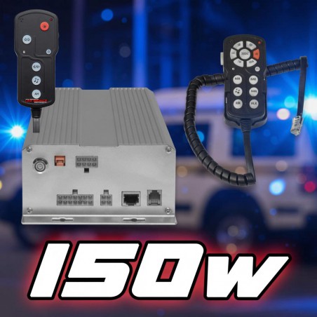 Centralita sirena 150w con megafonia 12v o 24v y control de luces