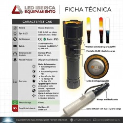 LINTERNA PROFESIONAL XT TRICOLOR CON CONO USB-C